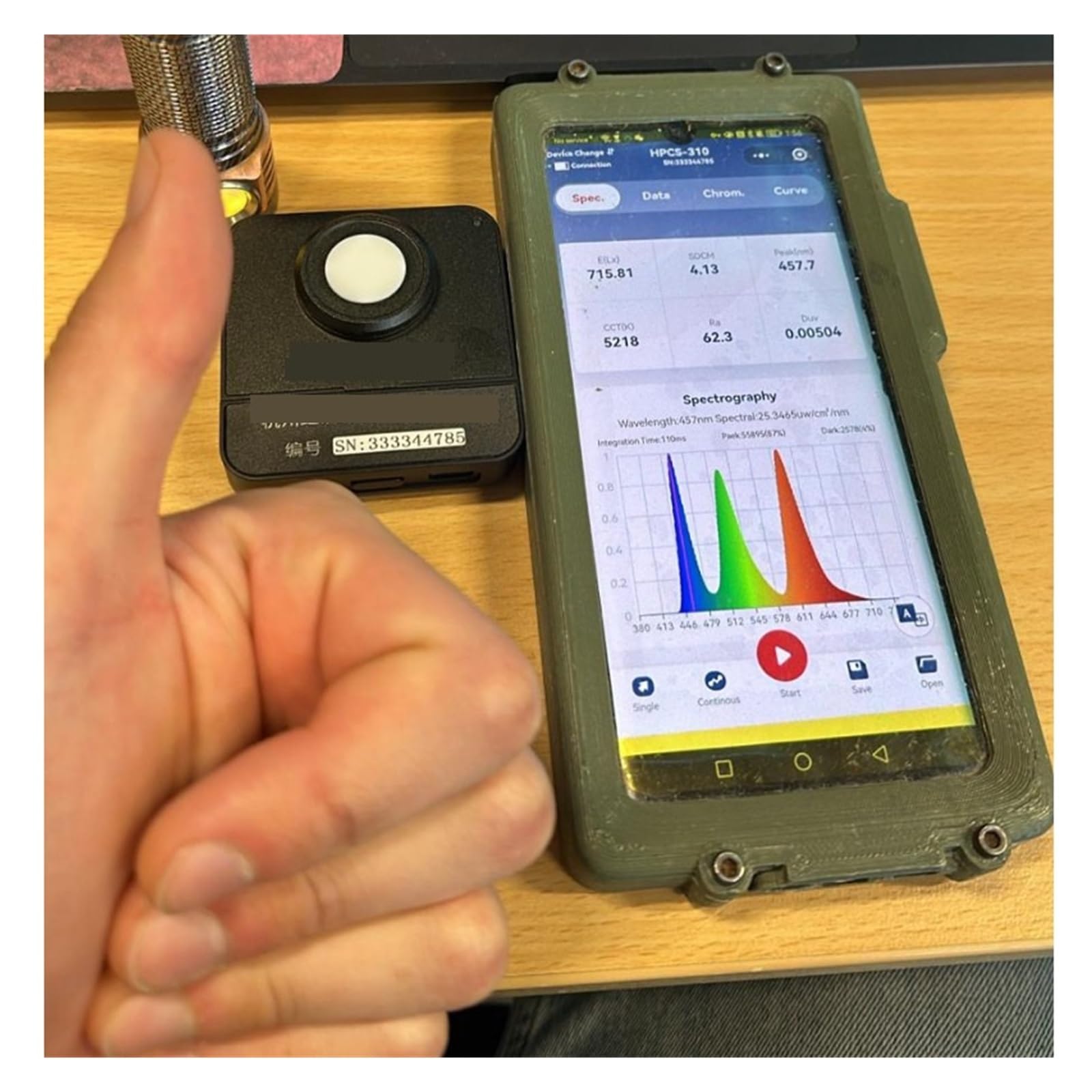 Spectrometer, Mini Spectrometer 350-800nm PPFD PAR Sensor Also Test Spectrum Flicker