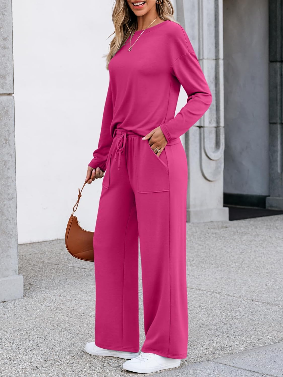 LILLUSORY Women's Sweatsuits 2 Piece Outfits Lounge Matching Sweat Sets Casual Sweatshirts Wide Leg Sweatpants Tracksuit Sets - Image 3