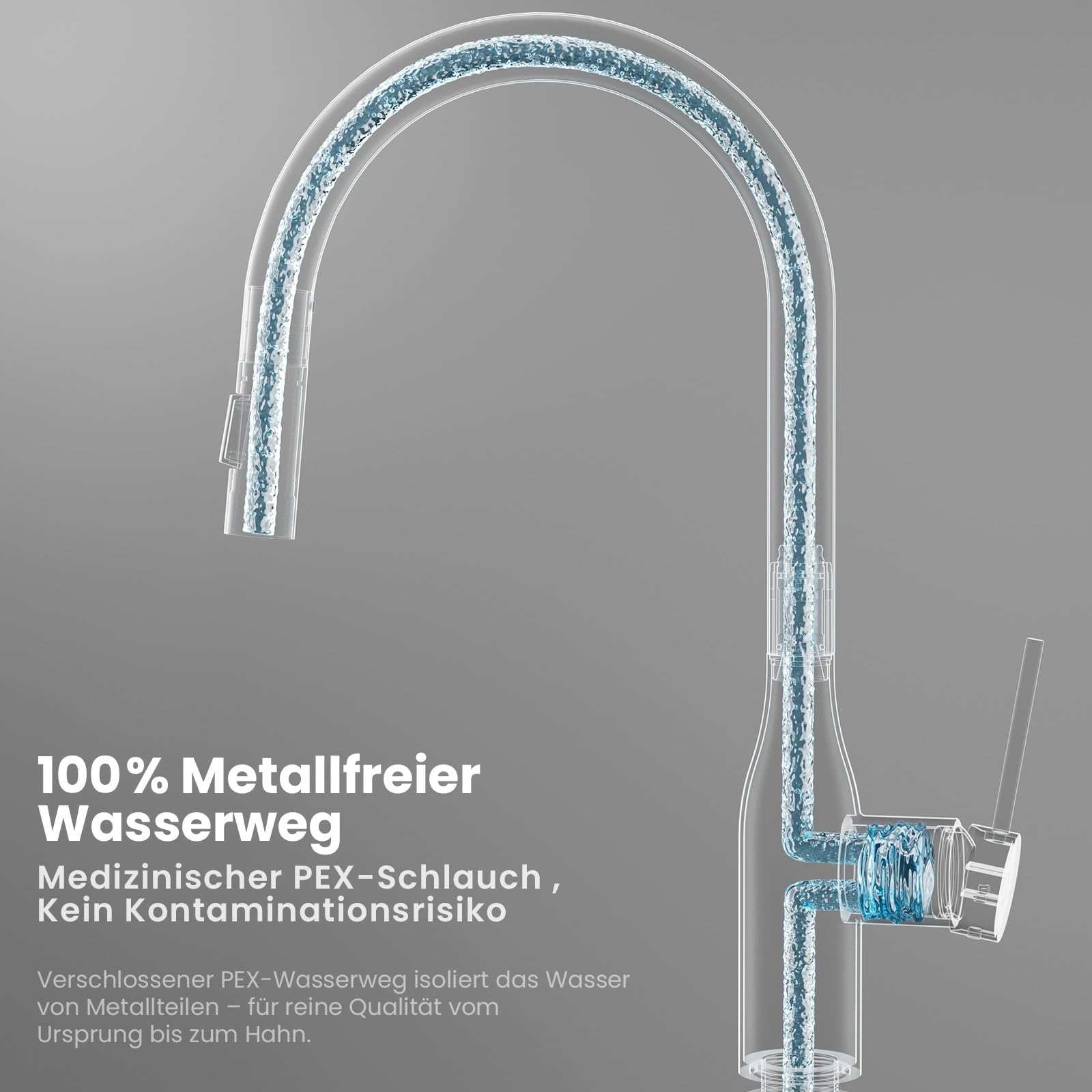 CECIPA Wasserhahn Küche Ausziehbar, Hochdruck Küchenarmatur Edelstahl, 360° Schwenk Armatur Küche mit Hohem Bogen, Robust & Leckagefrei, Einfache Installation, Mischbatterie mit Zugauslauf für Spüle | Vasenförmiger Körper, ausziehbare Brause, 360 Grad sch