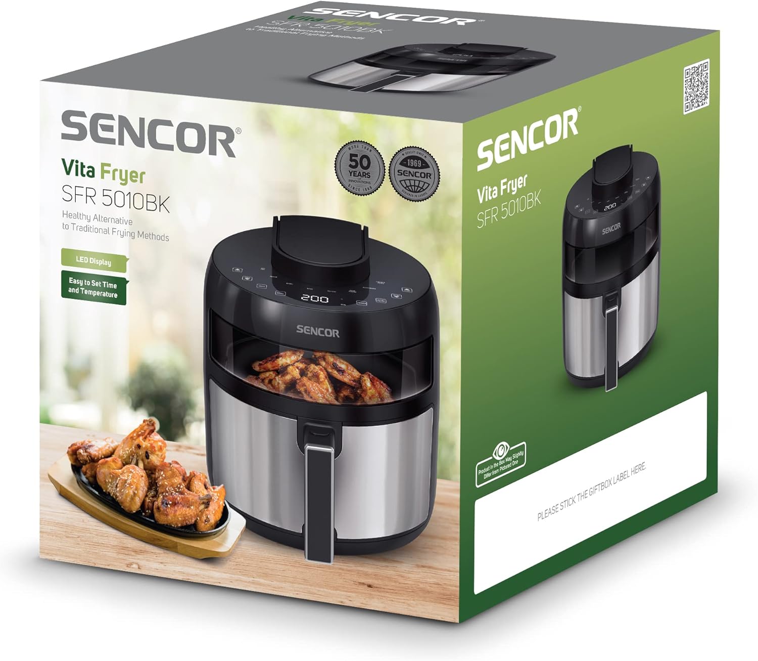 Sencor Friggitrice ad Aria Air Fryer, Capacità di 5L, 1500W, Sistema di Friggere senza Olio, Tecnologia di Circolazione dAria Veloce, Display a LED, Controllo Tattile, 8 Programmi Preimpostati, Nero Sencor Friggitrice ad Aria Air Fryer, Capacità di 5L, 1500W, Sistema di Friggere senza Olio, Tecnologia di Circolazione dAria Veloce, Display a LED, Controllo Tattile, 8 Programmi Preimpostati, Nero