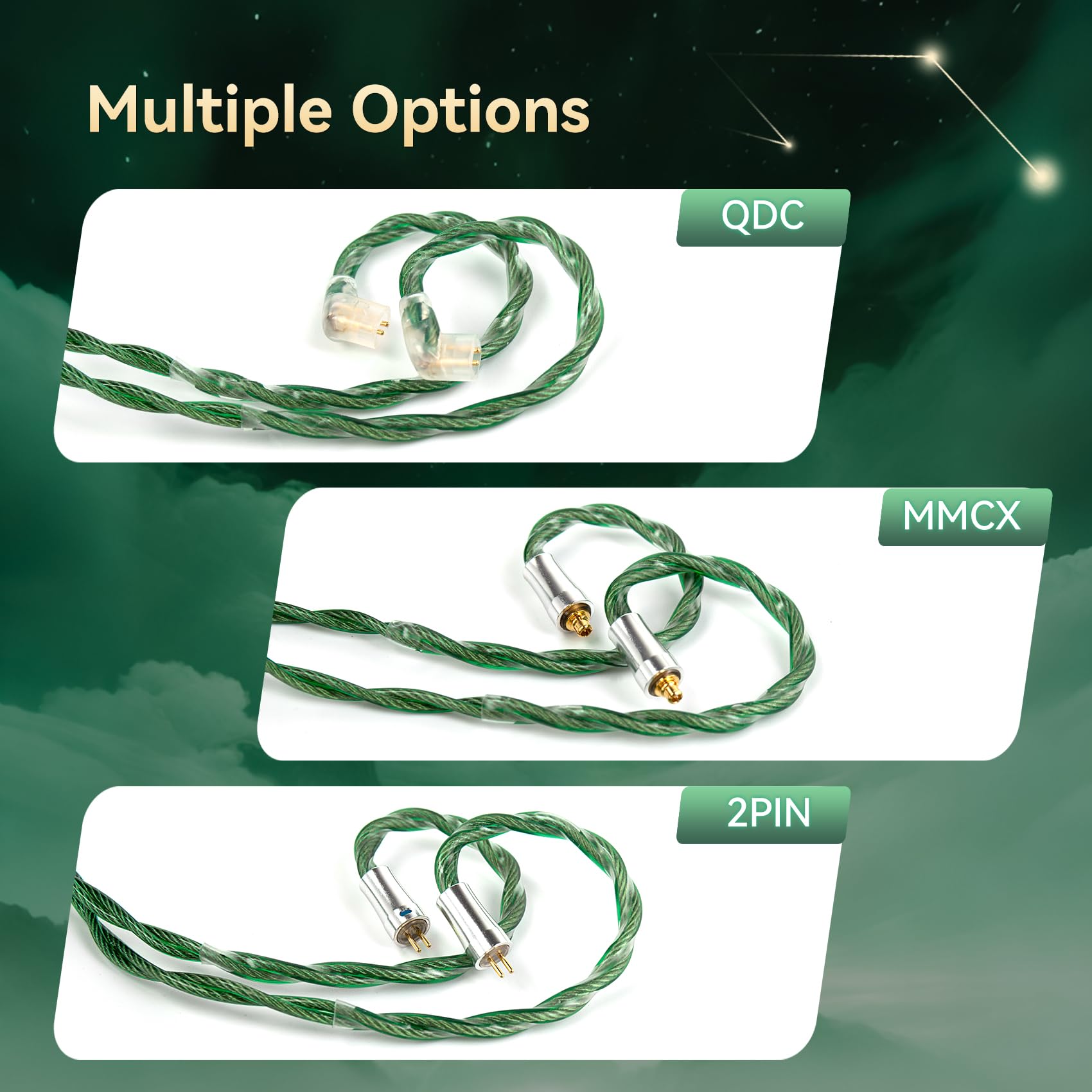 keephifi KBEAR Aegis IEM Kabel, HiFi-Kopfhörer 4-Adriges Versilbertes Kabel, 120 cm Kopfhörerkabel für Shu-re AONIC 215, U-E900, TIN-HIFI P1/ T2/ T3/ T4 Plus/ T2 EVO (MMCX, 4,4-mm Stecker)