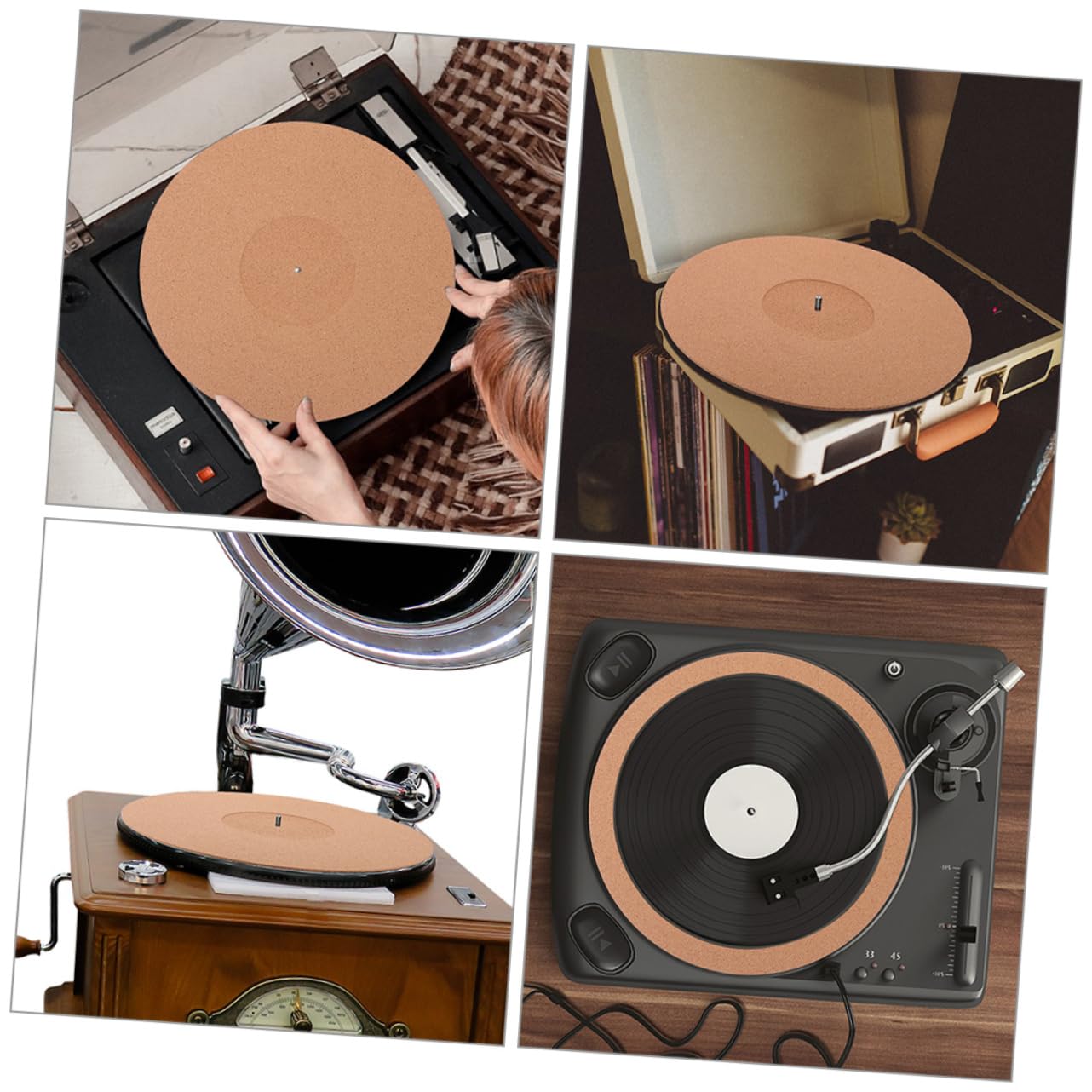 SUPVOX Vinyl Record Player Mat Cork Record Pad Turntable Slipmat Protective Pad Accessories