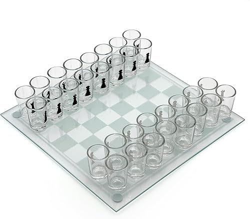 CHH Juego de ajedrez de vidrio para beber