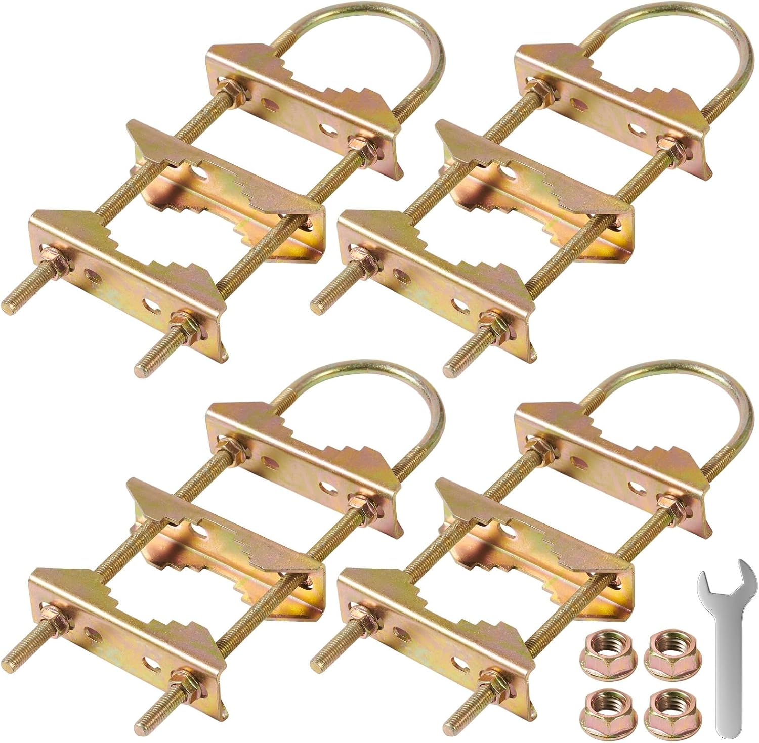 Antenna Mast Clamp TV Satellite Pole Mount Bracket - Heavy Duty Rod to Rod Clamp - Double Pipe Connection Clamp for Antenna Mounting (U Antenna Pole Clamp-4 Pcs)