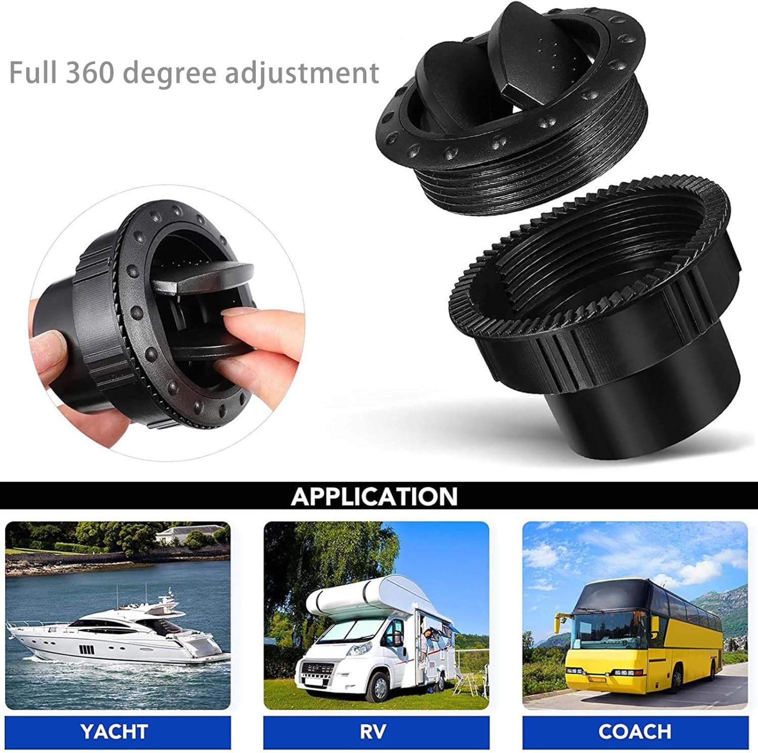 10 PCS 2.75inch Dashboard Air Conditioning Round Roof Black Outlet Vent Exhaust Grille Side Air Ventilation Furniture for Car RV ATV Bus Boat