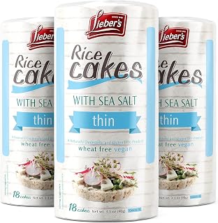 LIEBERS Sea Salt Rice Cakes 3-Pack - Gluten-Free, Dairy-Free, Vegan, Kosher Certified Whole Grain Snacks