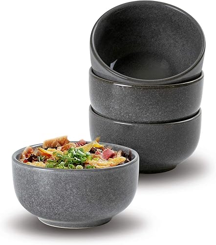 UNICASA Juego de 4 cuencos pequeños de cerámica, cuencos de cereales de 8 onzas, cuencos de arroz esmaltado reactivo de porcelana, cuencos de postre