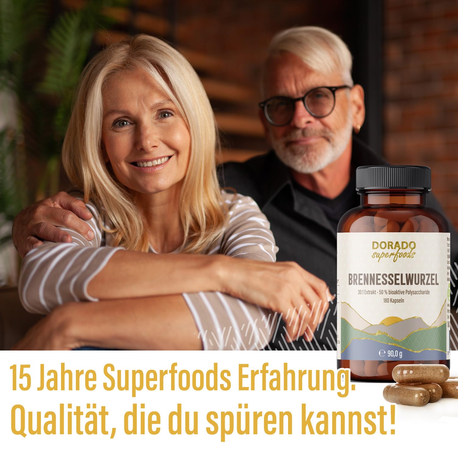 Brennnessel Wurzel Kapseln Hochdosiert – 400 mg 30:1 Extrakt pro Kapsel | 1.200 mg Tagesdosis | Entspricht 36.000 mg Rohwurzel | 50% Polysaccharide | 180 Vegane Kapseln | Dorado Superfoods®