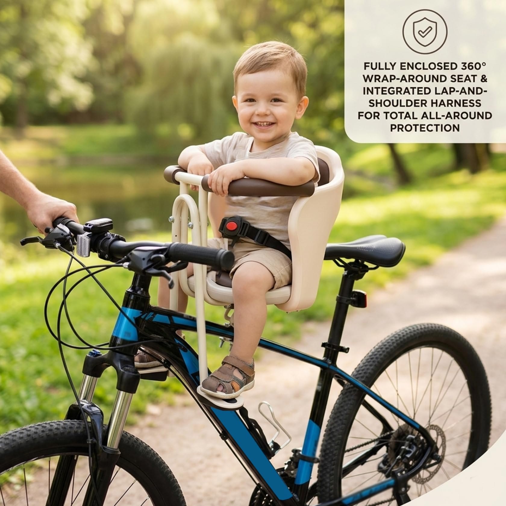 Kinder-Fahrradsitz Vorne – Vollständig Geschlossenes Design, Verstellbarer Hüftgurt, Für Kinder 8 Monate–5 Jahre, Passend Für Mountainbikes & Rennräder Kinder-Fahrradsitz Vorne – Vollständig Geschlossenes Design, Verstellbarer Hüftgurt, Für Kinder 8 Monate–5 Jahre, Passend Für Mountainbikes & Rennräder