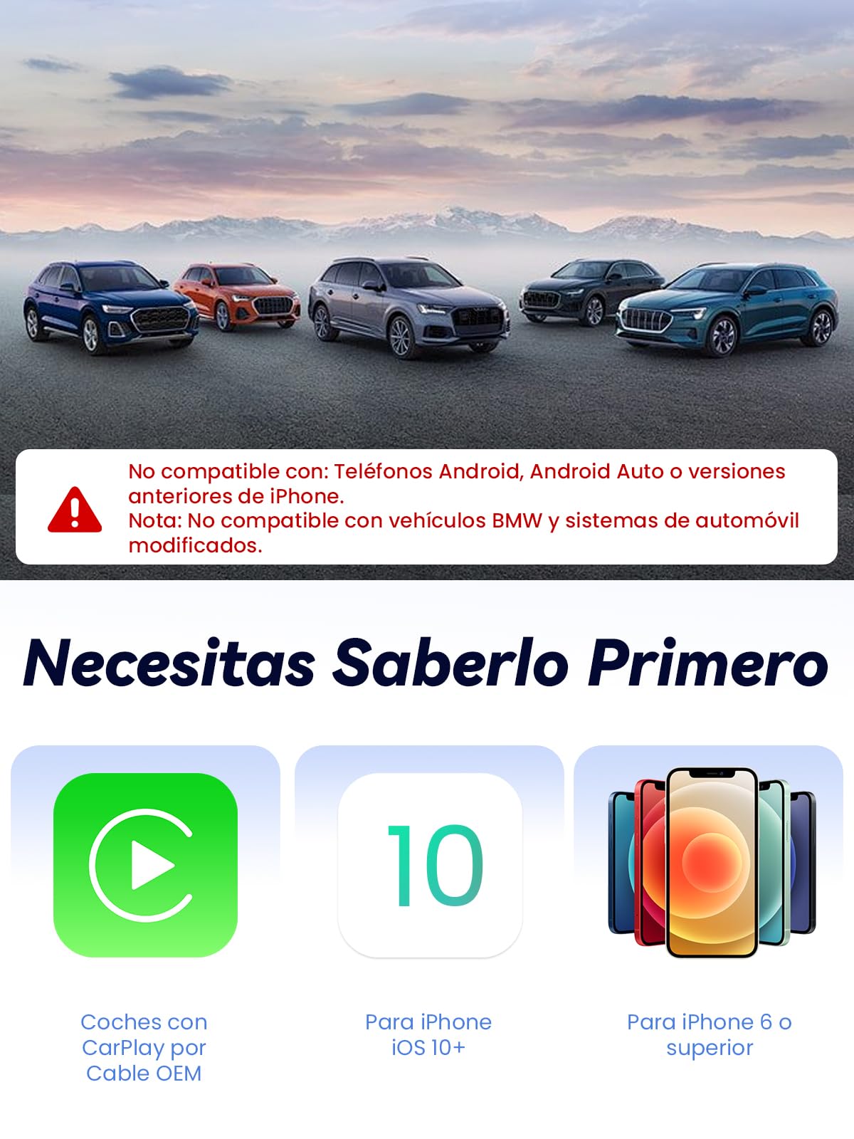 T3 Mini Adaptador CarPlay Inalámbrico para iPhone, Convierte CarPlay con Cable en Inalámbrico, Plug & Play con Type-C/USB, Compatible con Coches Desde 2016, Adecuado para iPhone con iOS 10+ — view 8
