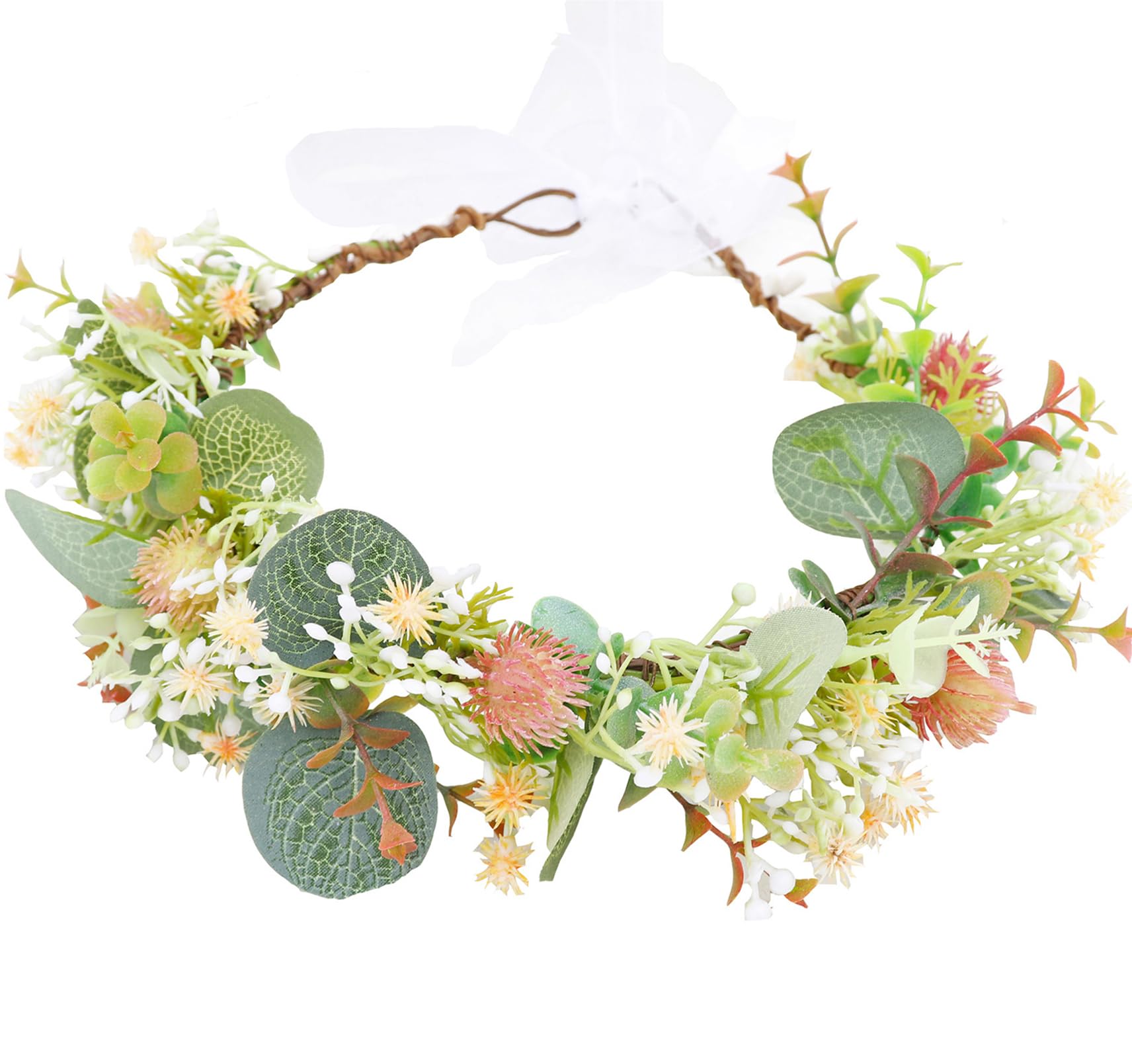 Vivivalue Fairy Floral Crown Woodland Headband Elf Flower Headpiece Hair Wreath Forest Elven Circlet for Women Halloween Renaissance Wedding Bridal