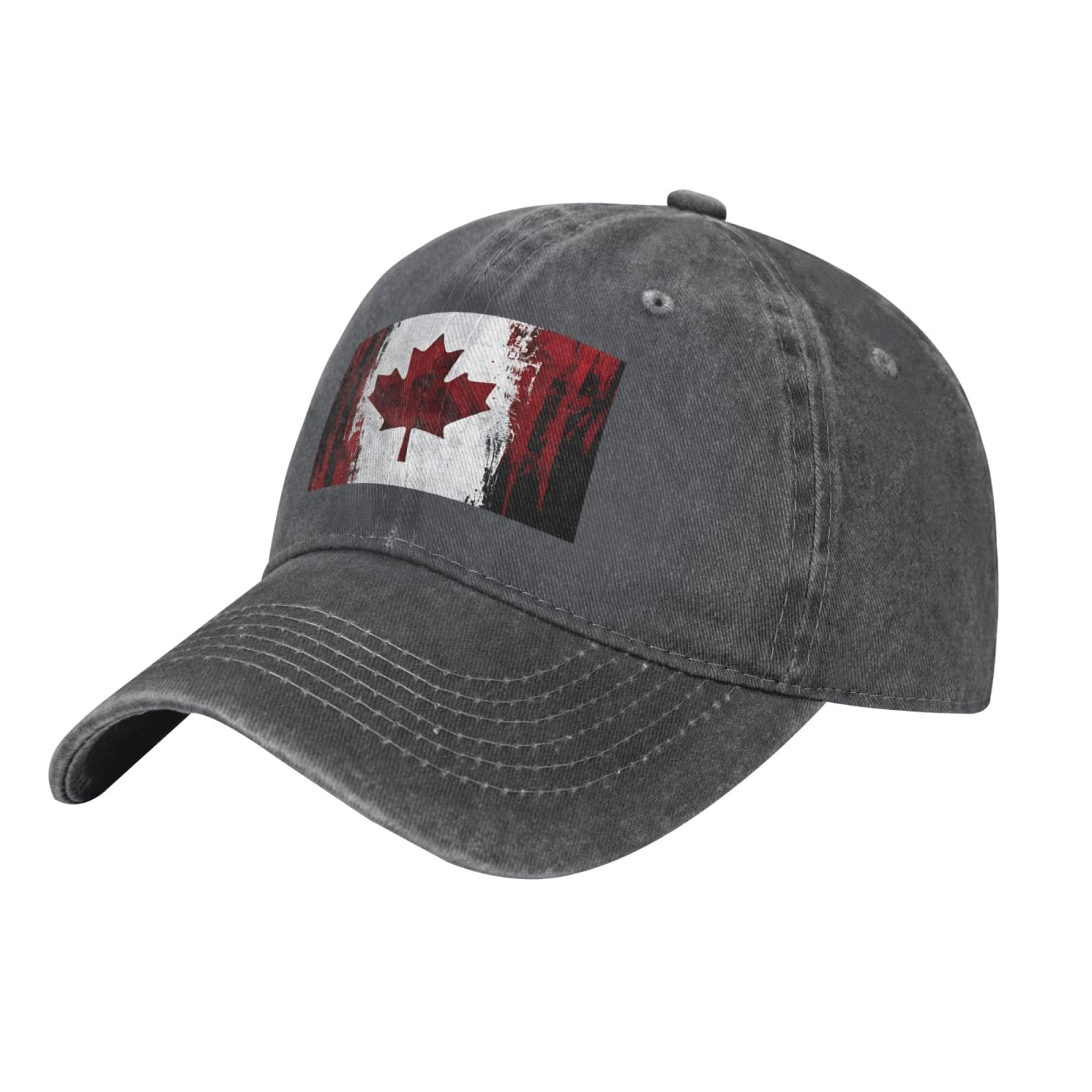 Lhfiohirg Unisex Deep Heather (Retro Canada Flag) Baseball Cap Vintage Distressed Hat Adjustable Buckle Closure Breathable Dad Cap For Men Women