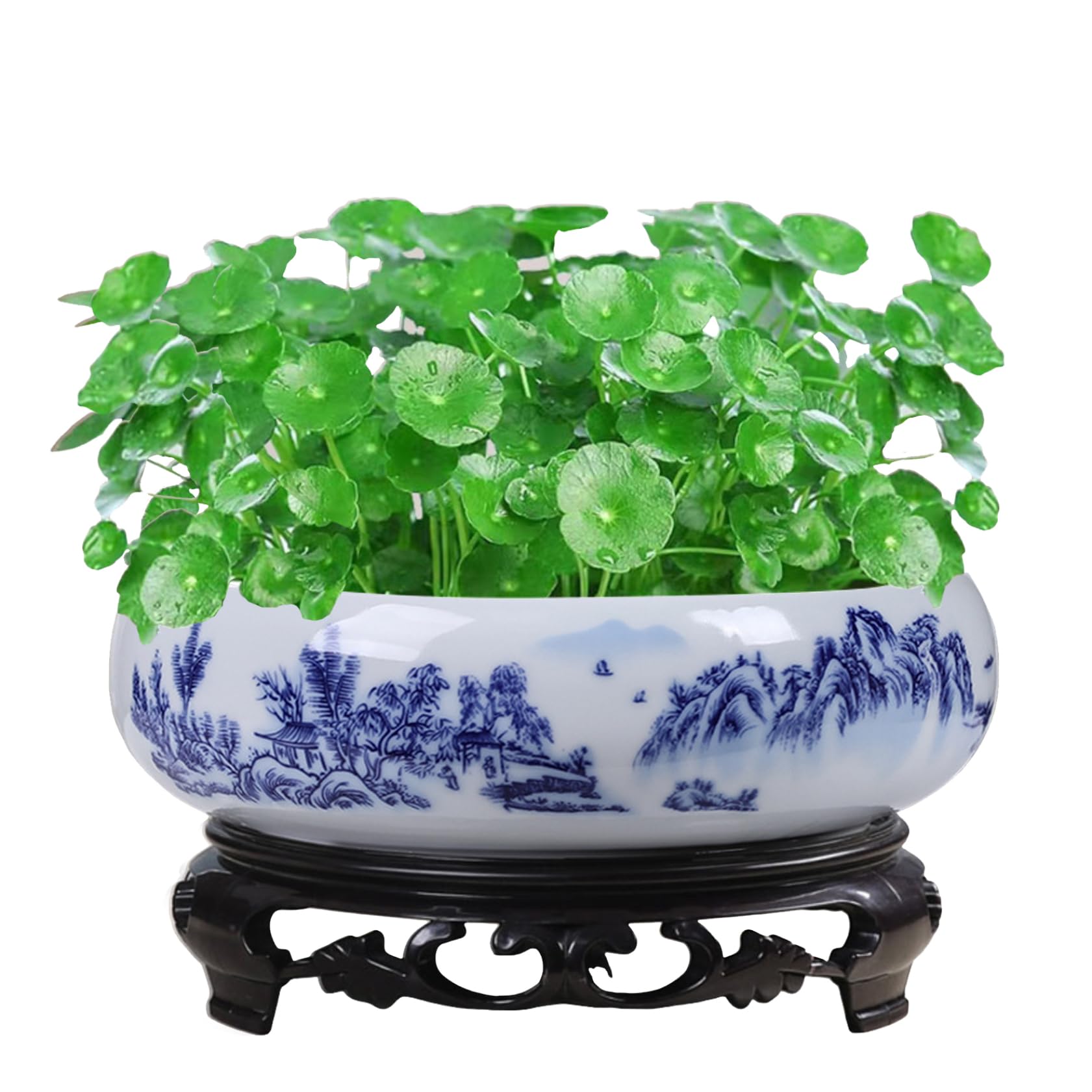 Jardinière hydroponique lotus en céramique étanche avec socle stable pour balcon