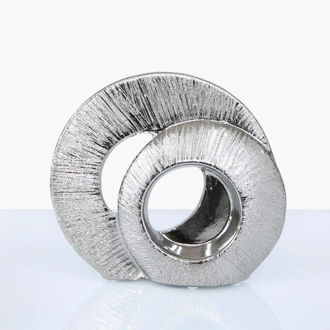 AngraveHome Silver Rounded Textured Abstract Swirl Sculpture Decoration Statement Piece Ornament