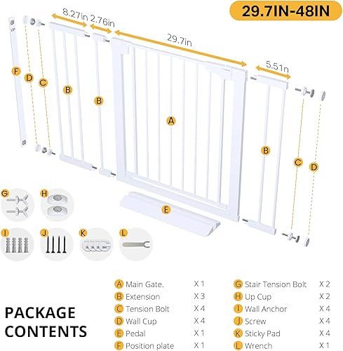 Miniatura 9 de Cumbor Puerta para bebés de 29.7-48 pulgadas para escaleras, puertas para perros ganadores de los premios Mom's Choice Awards para puertas, puerta