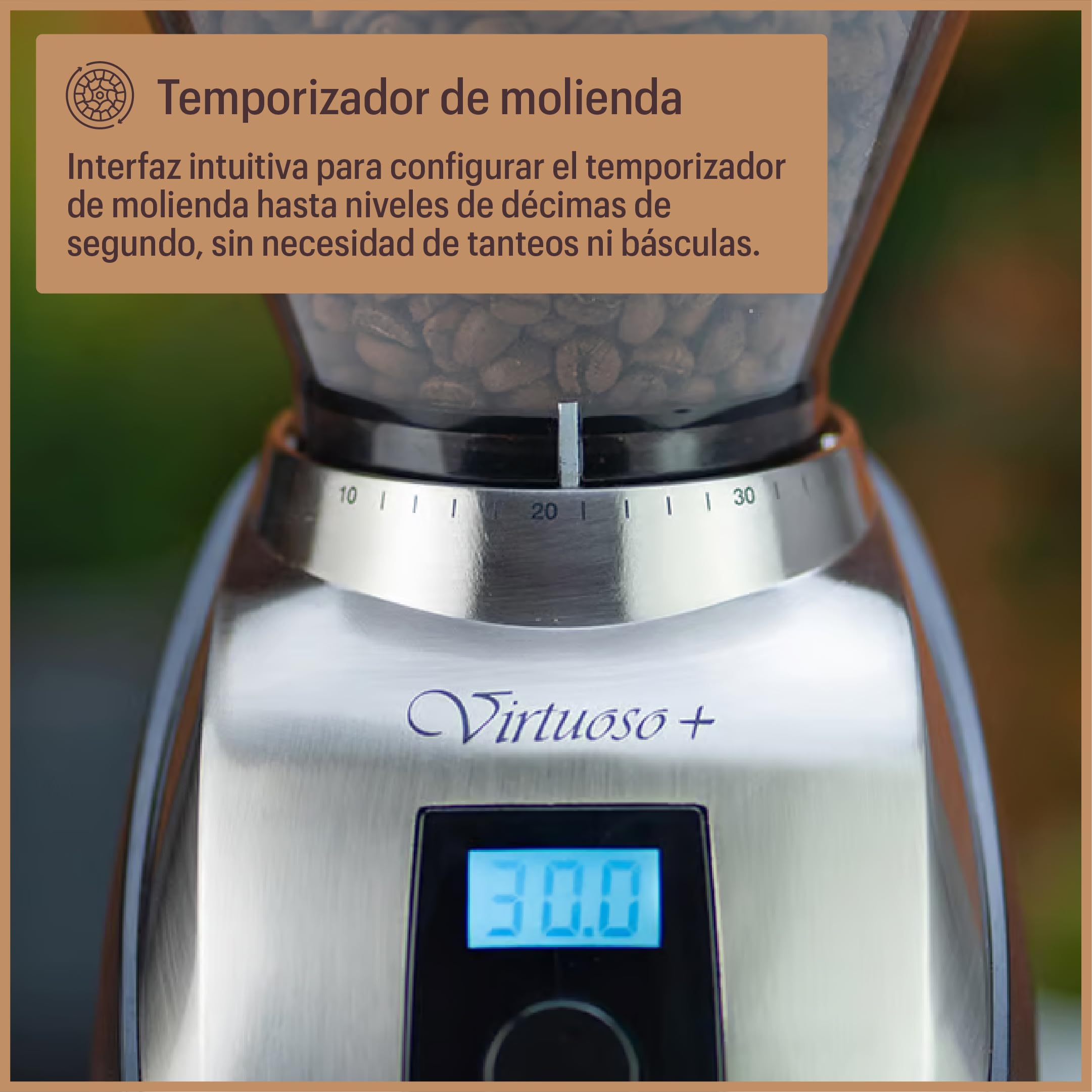 Baratza Virtuoso+ Molinillo Eléctrico de Café en Grano, Negro | Coffee Grinder con Temporizador