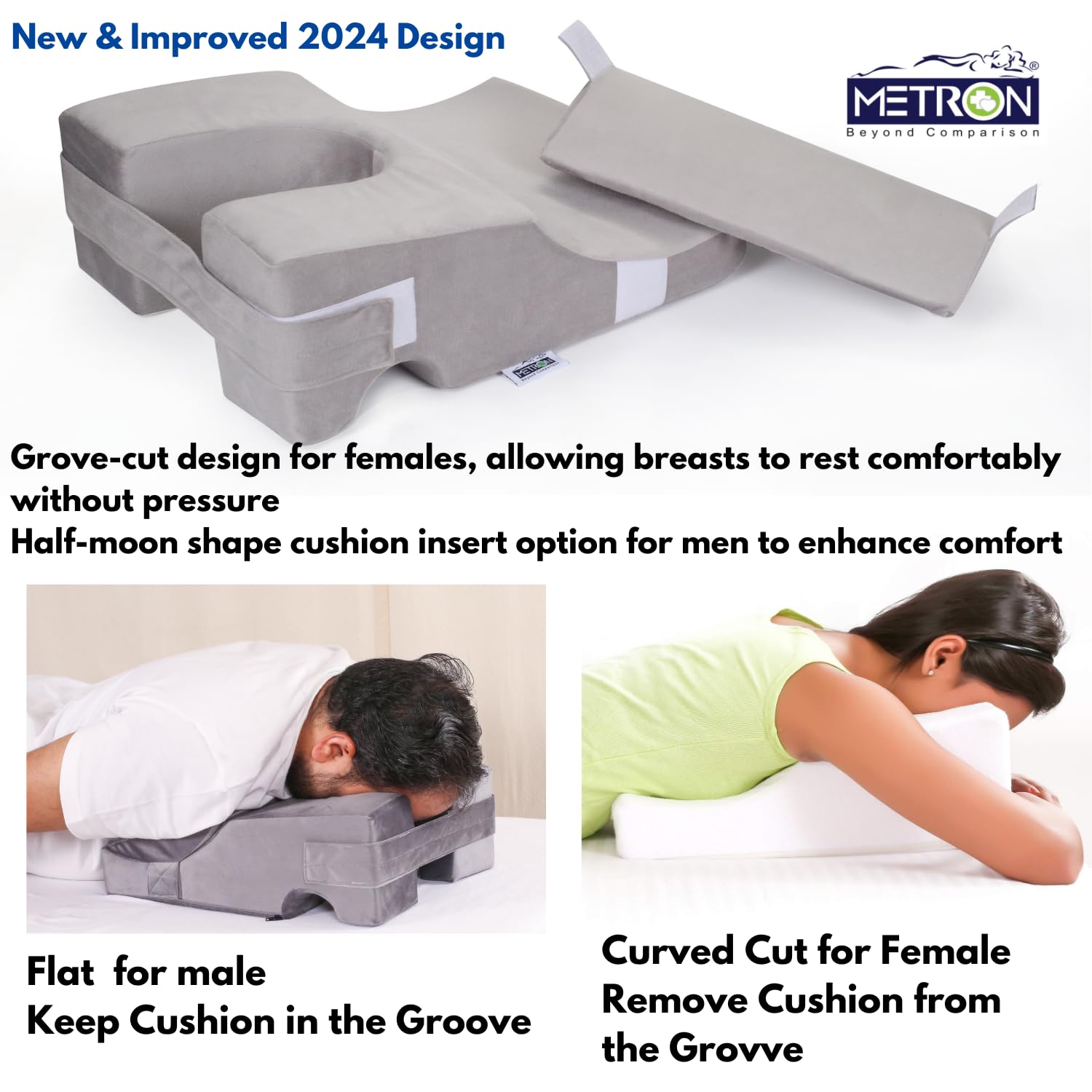 METRON Face Down Prone Pillow for After Eye Surgery, Helps in Retinal Detachment Muscular Hole & Vitrectomy Recovery, Ideal for Massage & Prone Sleeping Cushions - Image 4 thumbnail