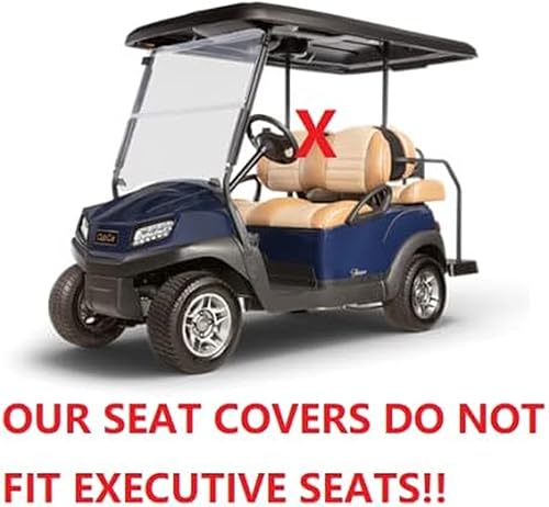 Vista 108 de Huskey - 2 fundas de asiento delantero para carrito de golf EZGO Medalist/TXT 94-13, costuras de diamante negro y azul de dos tonos con ribete azul