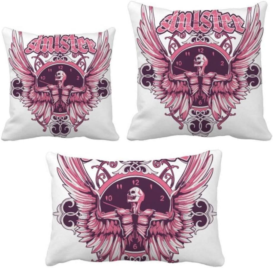落書き通りピンクスカルアングルクロックパターン インサートのクッション・カバー/装飾贈り物がセットした家のソファ、枕を放り投げます