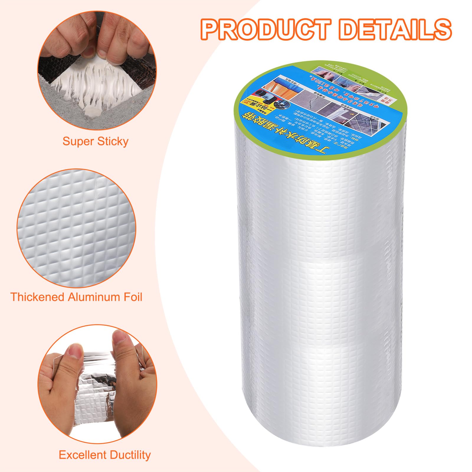 QUARKZMAN Cinta De Butilo Multiusos 12 Pulgadas X 16 Pies Cinta De Aluminio Impermeable Para Reparación De RV Ventana Sellado De Tuberías De Vidrio Y Goma (Plateado, De 1)