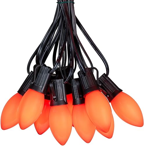 Miniatura 10 de Novelty Lights Luces de Cadena Navideñas LED Vintage C9 de 25 Pies Blanco Cálido Transparente – 25 Bombillas de Plástico Inastillables, Espaciado de