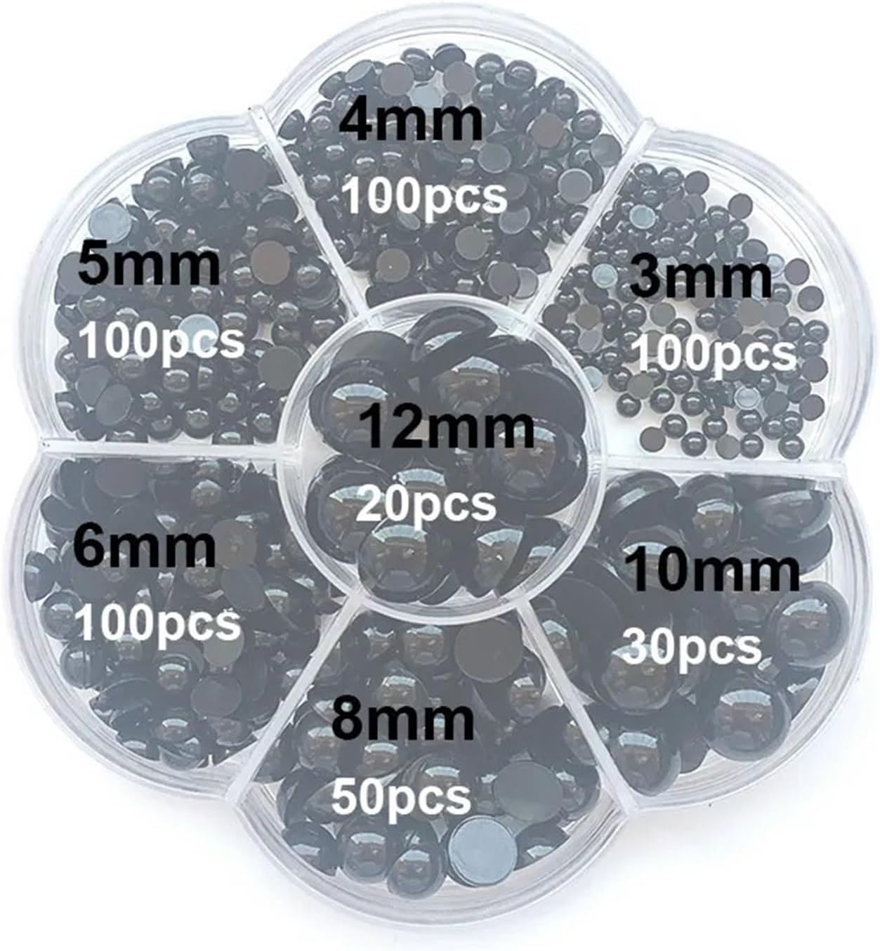 1000pcs 3-12mm Round Flat Black Plastic Eyes for Craft Doll Making Accessories