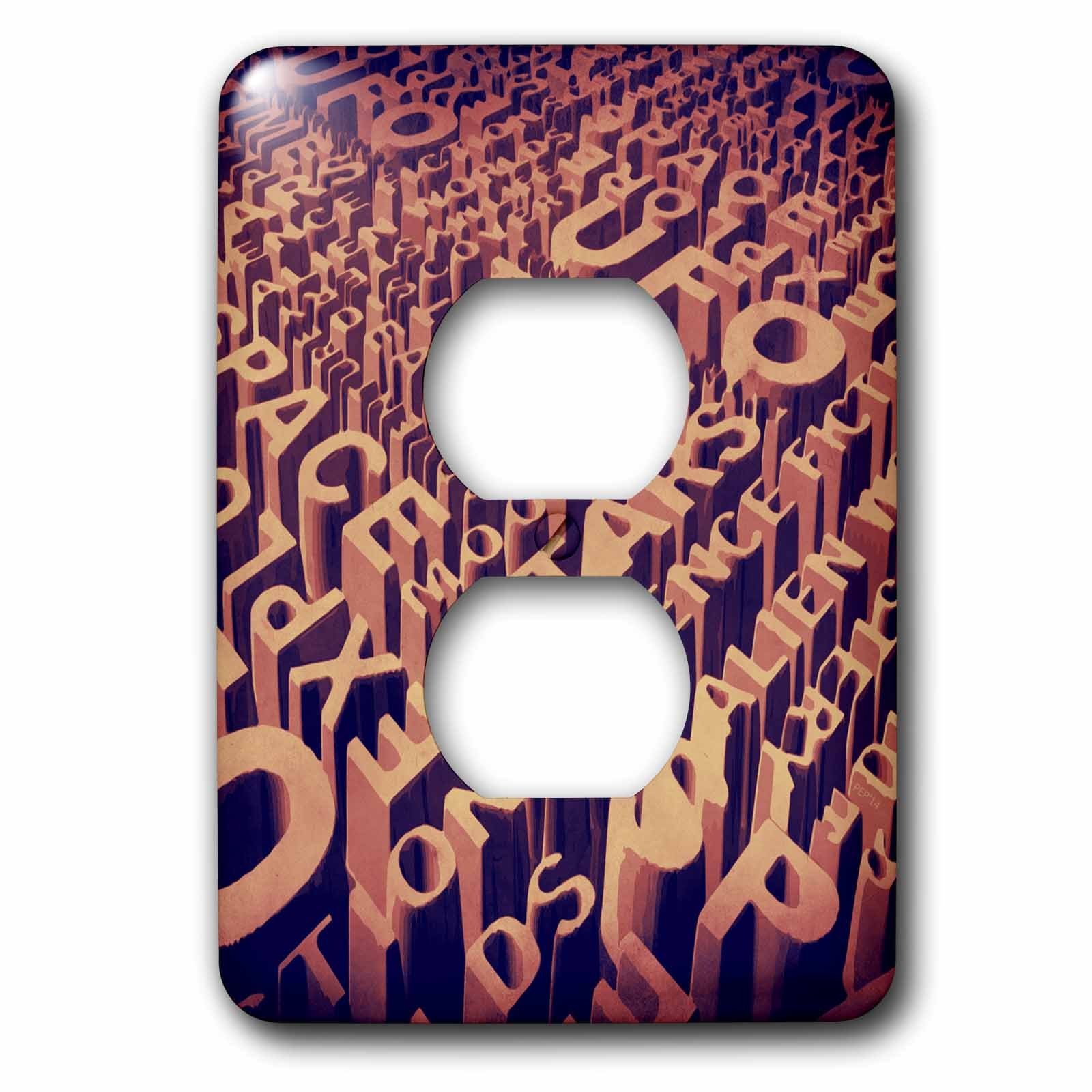 Space Mots en trois dimensions et style grunge pour double prise de courant multicolore