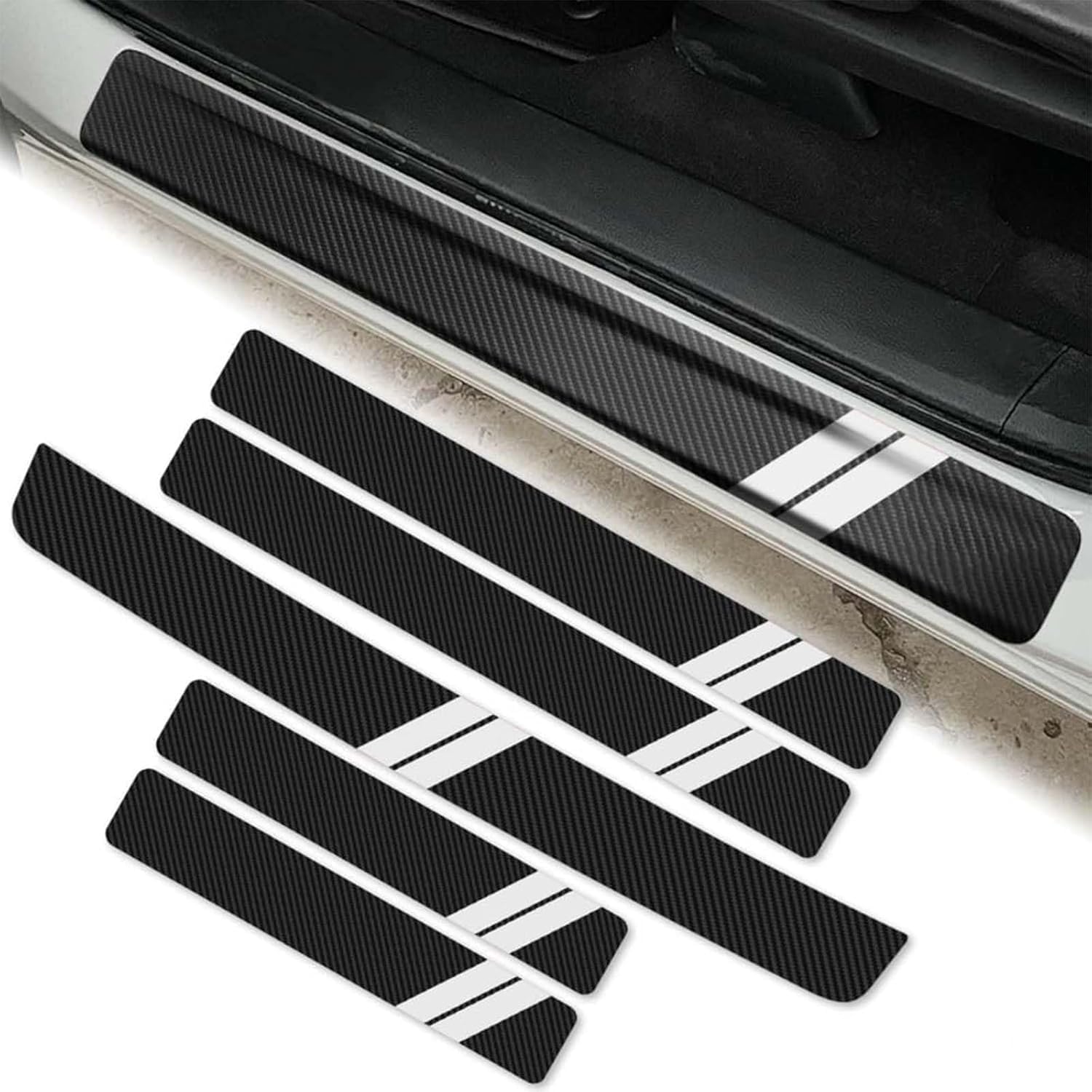 R-timer 5 Pcs Car Door Sill Protectors for Audi RS4 B8/8K 2012-2015