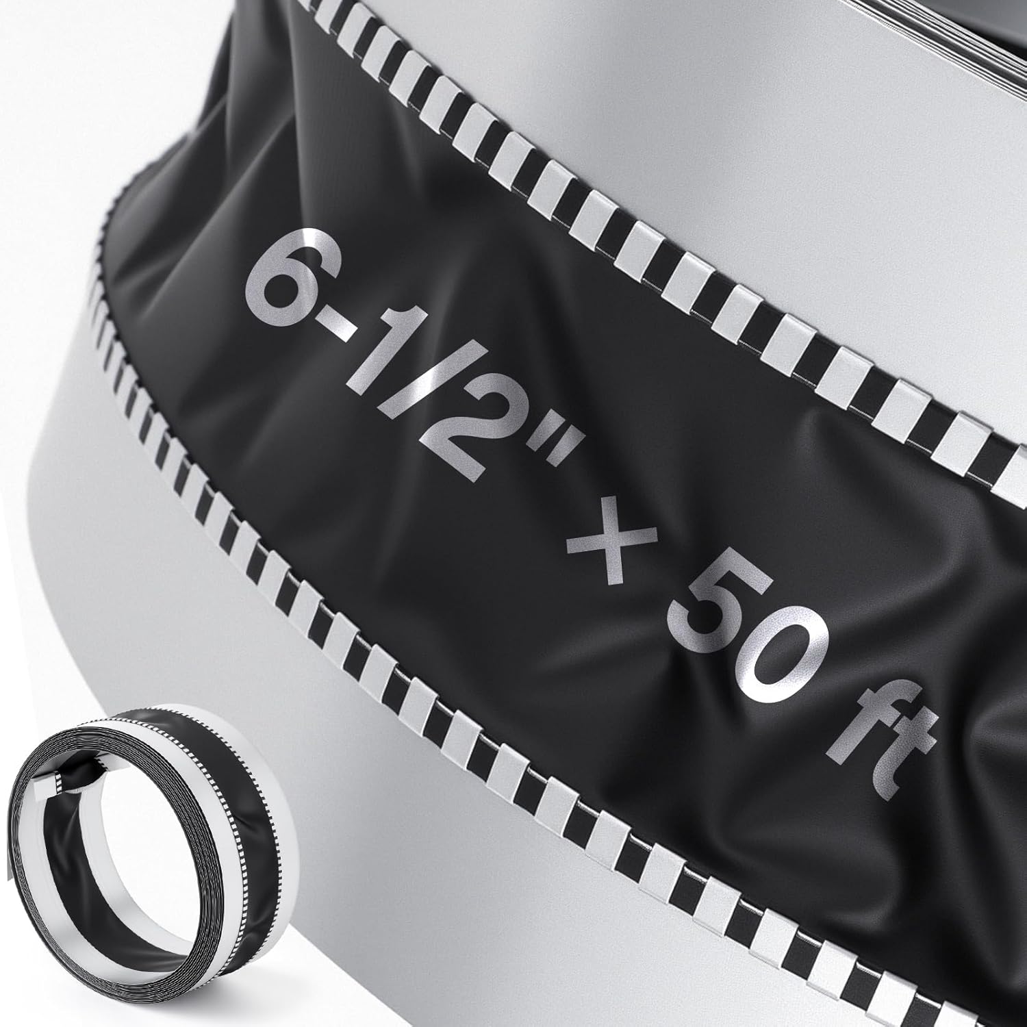 Zonon Vinyl Flexible Duct Connector 6.5" x 50 ft - Durable Fireproof PVC for Dryers, Range Hoods, HVAC Systems