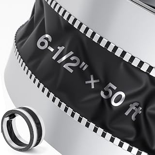 Zonon Vinyl Flexible Duct Connector 6.5" x 50 ft - Durable Fireproof PVC for Dryers, Range Hoods, HVAC Systems