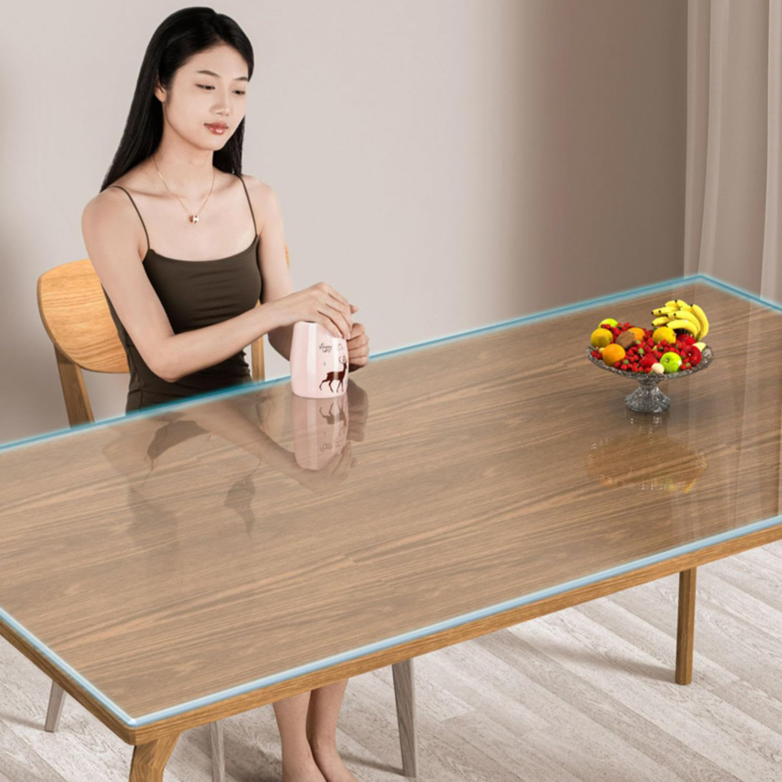 Sous-main de bureau transparent transparent de 2 mm d'épaisseur 120 x 120 cm, idéal pour cuisine, salle à manger, table basse, lavable et protecteur