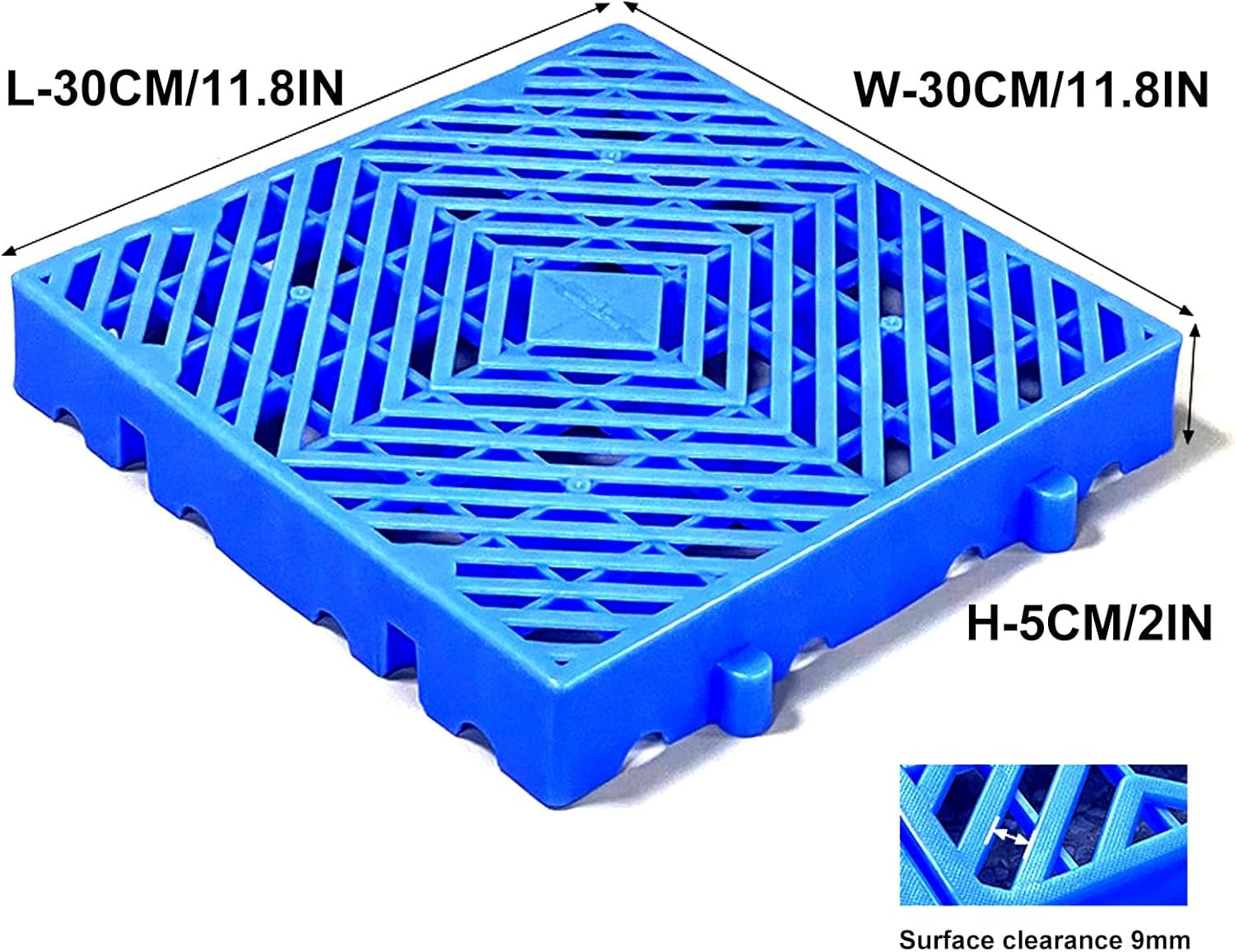 1 Pcs Plastic Pallets, Mini Pallets, Plastic Pallets for Outside, Hdpe Waterproof Grid, Lightweight Nestable Floor Pallets, Support Up to 2000 Lbs, for Supermarket Garage Basement(30 * 30 * 5cm)