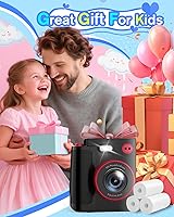 Vista 4 de Instant Print Camera for Kids - Classic Black Digital Camera for 3-12 Year Olds, 1080P HD with 32GB SD Card, Selfie Mode & Durable Design, Ideal