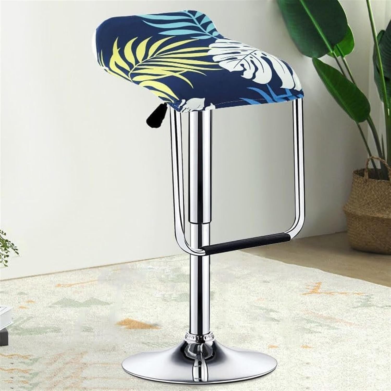 Square Bar Stool Chair Slipcovers with Elastic Bottom Set of 4/2/1, Swivel Slip Covers for Counter Height Chair Covers Machine Washable Removable(#13,4pcs)