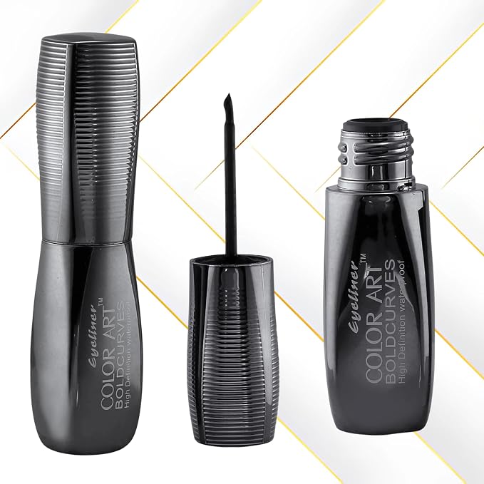 Bold Curves Eyeliner Matte Black, Waterproof, Sweat-Resistant Liquid Liner with Flexible Precision Tip 10ml