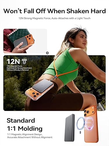 Miniatura 7 de THREEKEY Ultra delgado de 0.5 pulgadas para cargador portátil MagSafe de 10 K, tarjeta de 10000 mAh, banco de energía magnético delgado, batería de