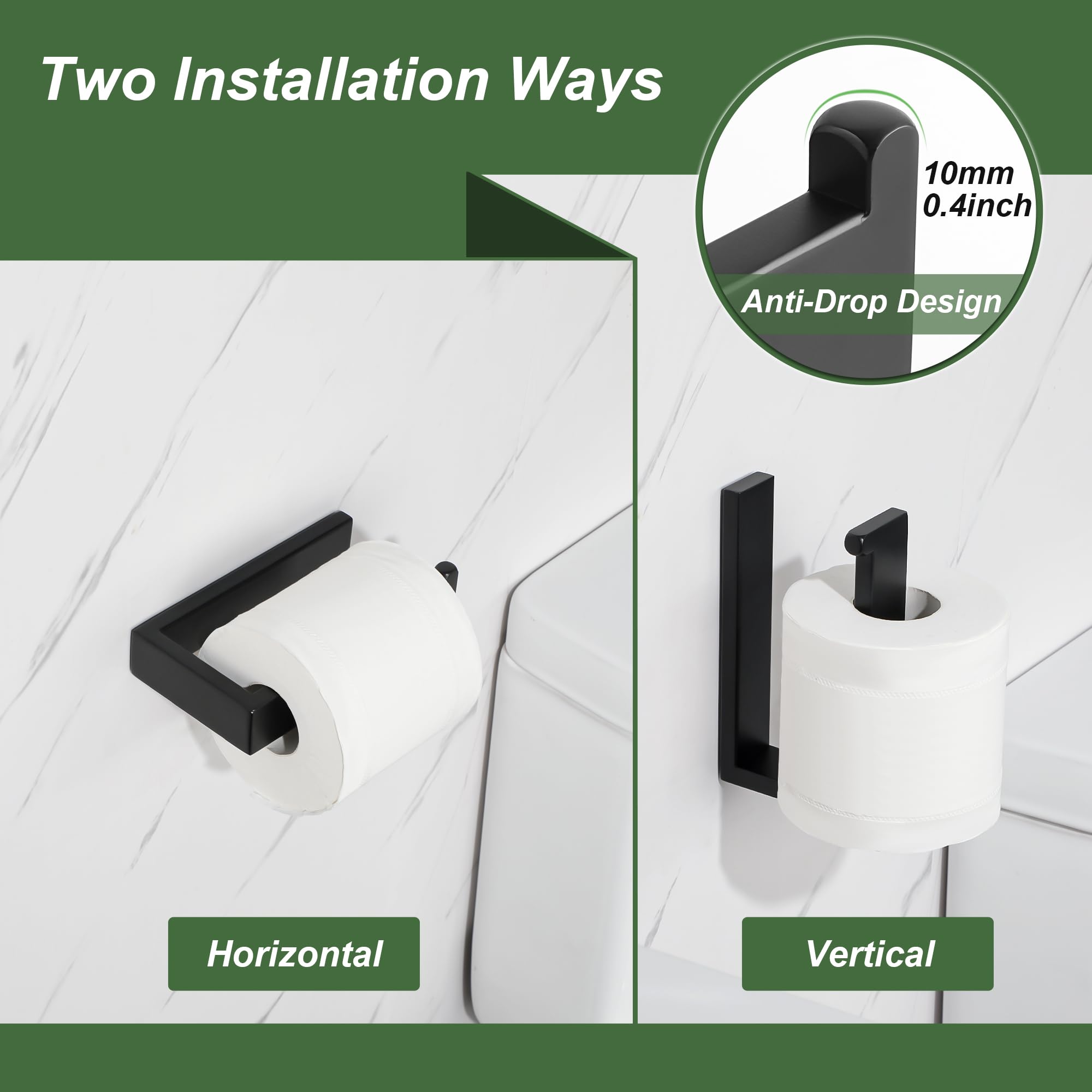 Sayayo Matte Black Toilet Paper Holder Wall Mount, RV Toilet Tissue Holder — Amazon image 4