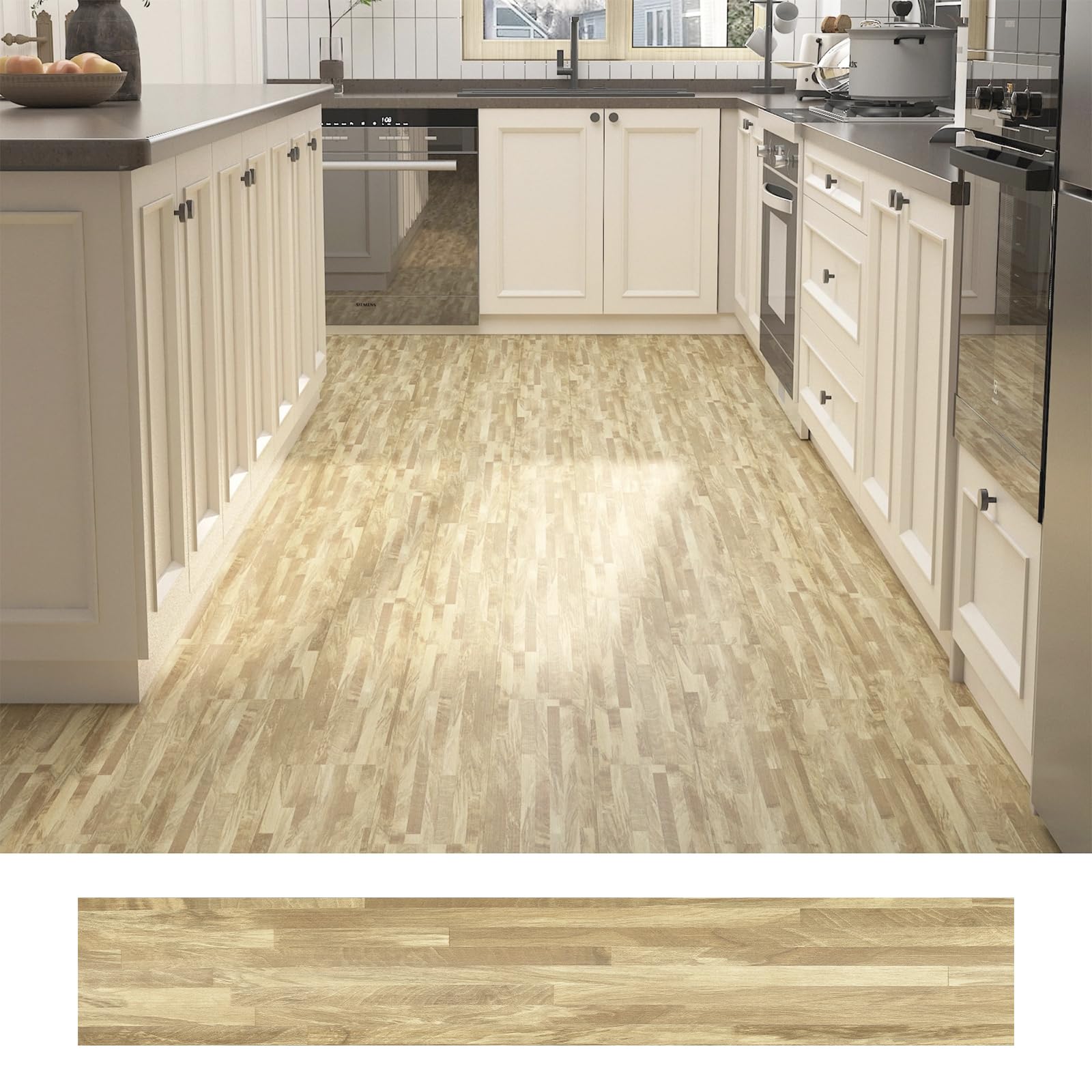 Decotalk Peel and Stick Wood Flooring Planks - Waterproof Vinyl Floor Tiles, 18-Pack (26 Sq.Ft) for Bathroom & Kitchen -