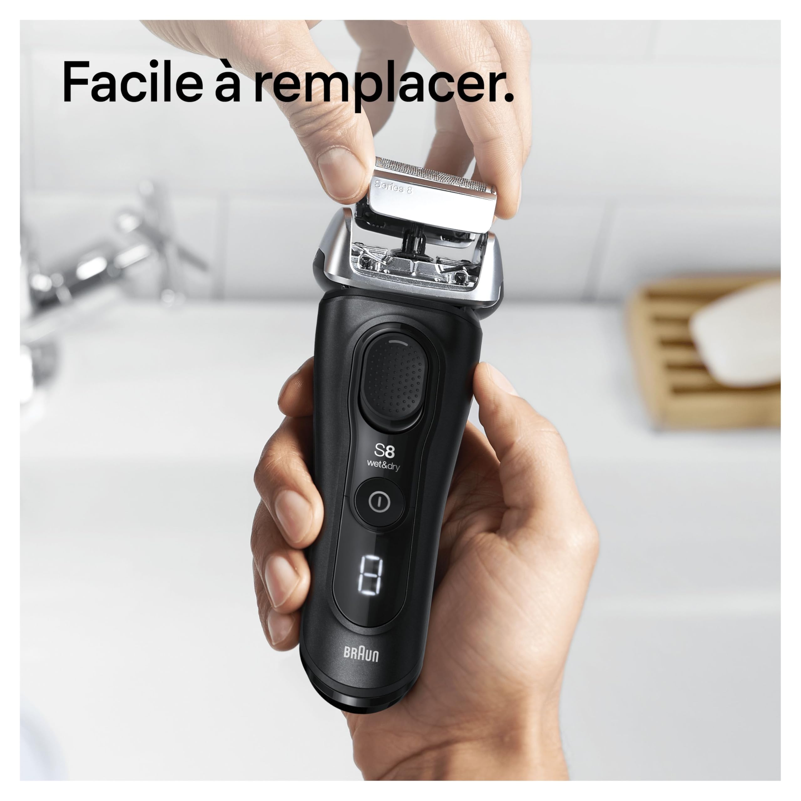 Braun 83M, Tête De Rasoir De Rechange, Originale, Pour Rasoir Électrique Series 8 – Argent