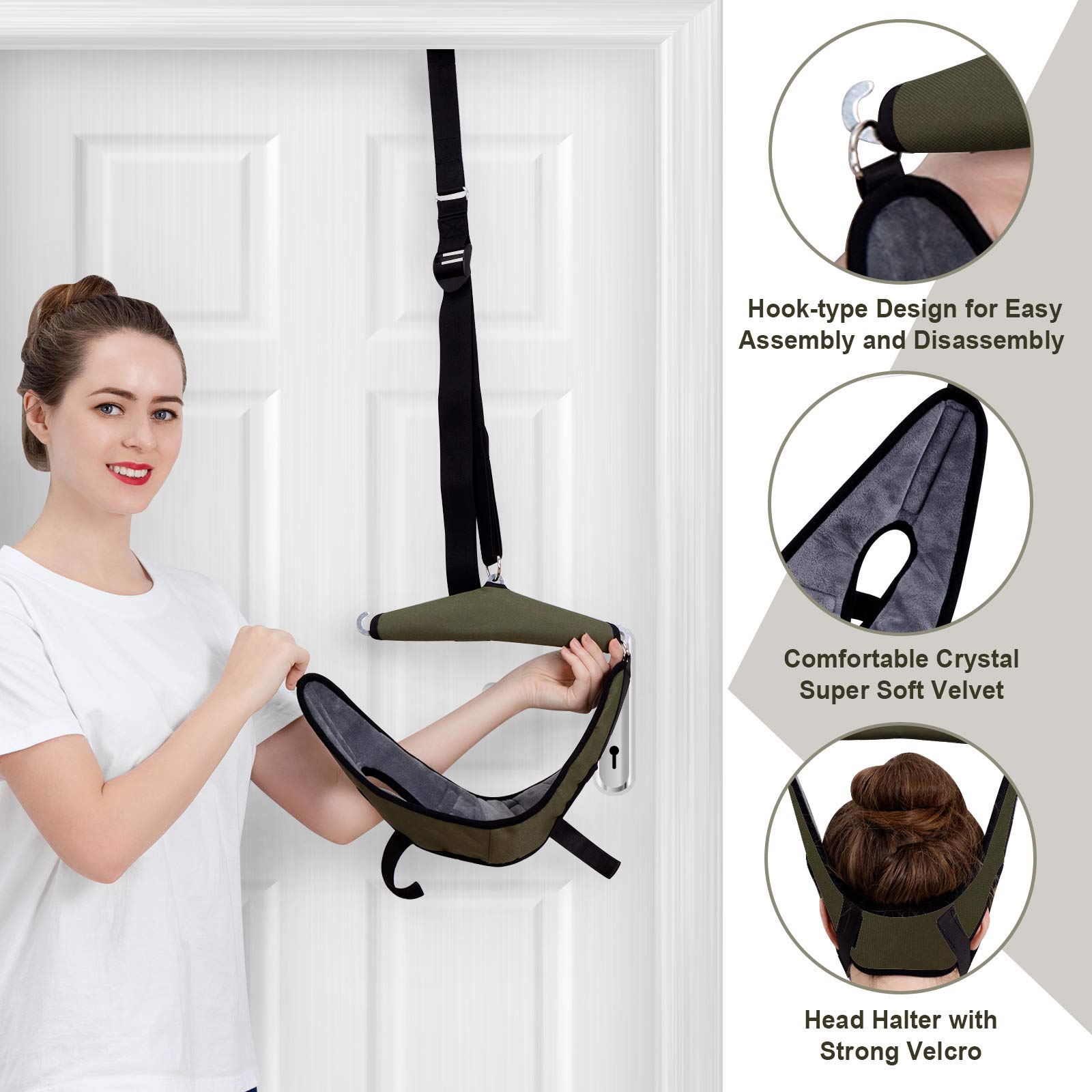 Cervical Neck Traction Device, Neck Stretcher for Pain Relief, Over Door Cervical Traction for