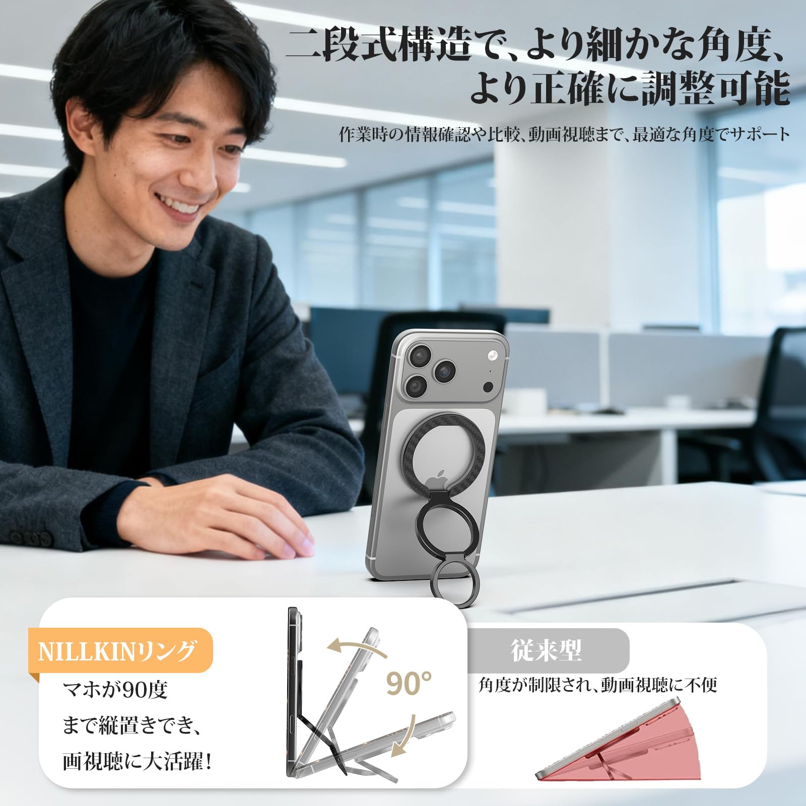 Amazon | Nillkin スマホリング 【アラミド繊維 】 magsafe対応
