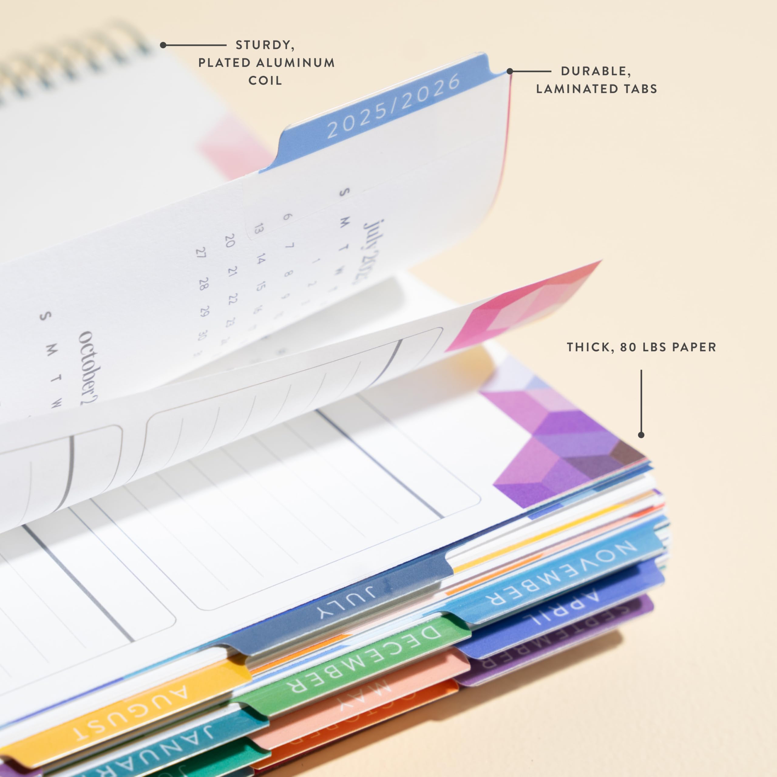 Erin Condren Agenda 12 mesi a spirale (luglio 2025 - giugno 2026), agenda settimanale e mensile da 17,8 x 22,9 cm, 36,3 kg, carta con grammatura testo, strati colorati, tema bouquet, layout verticale