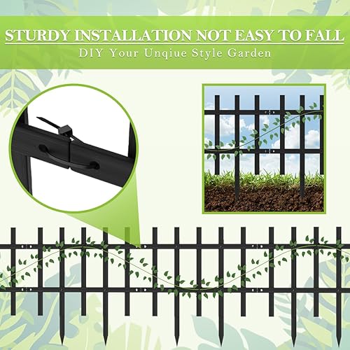 Miniatura 5 de Valla decorativa para jardín, paquete de 10 unidades, 13.5 pies de largo x 17.7 pulgadas de alto, valla decorativa de jardín de bambú para patio al