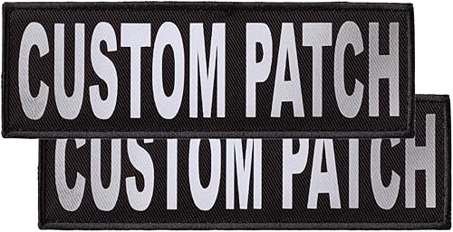Dogline Parche reflectante personalizado para arnés de chaleco o collar, parches personalizados con texto personalizable con gancho en la parte