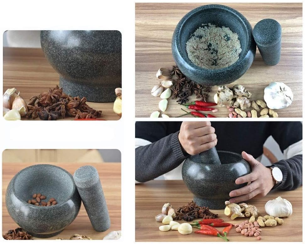 Mortar Pestle Set Mortar and Pestle Natural Bluestone Masher Mortar and Pestle Mortar & Pestle Natural Stone Mortar & Pestle Stone Grinder for, Seasonings, Pastes