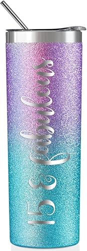 Regalos de quinceañera, regalos para niñas de 15 años para cumpleaños, regalos de cumpleaños 15 para niñas, mujeres, ella, vaso aislado de acero