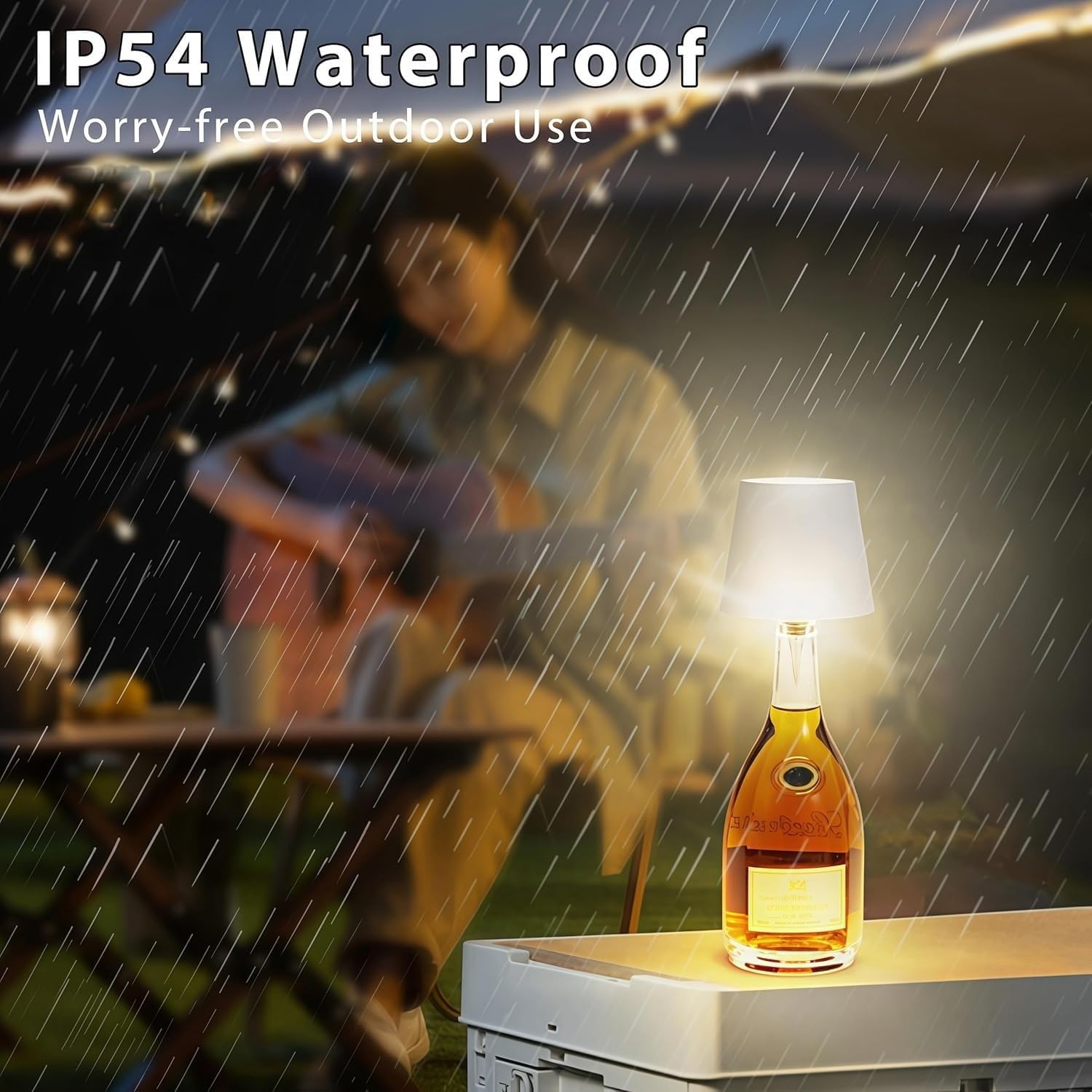 Kshavi Wireless Bottle Lamp Shade with 3 Color Touch Control Wireless Indoor & Outdoor, 100% Waterproof Adjustable Brightness and Light Living Room Home Decor Restaurant (White) 3
