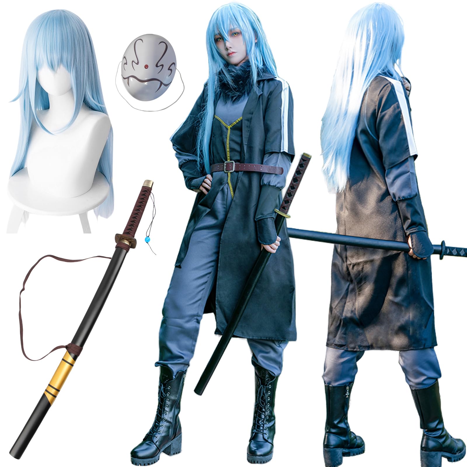 にく⭐︎ リムル コスプレ　衣装、ウィッグ、仮面、ブーツ Amazon.co.jp: 即納 仮面付 転生したらスライムだった件 リムル