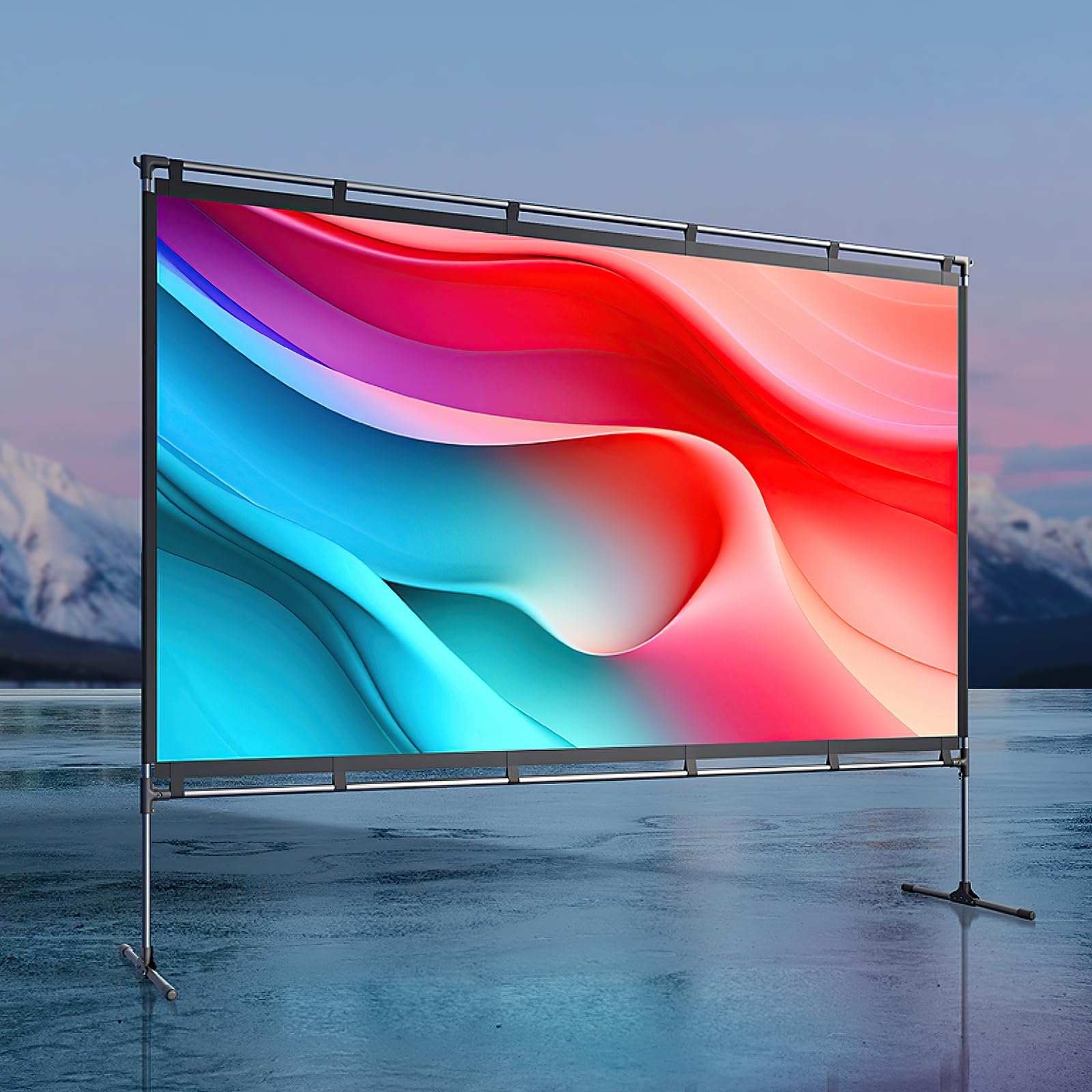 100 inch Projector Screen, 4K/3D/HDR Support, Anti-Wrinkle, High Contrast, Front & Rear Projection, Easy Setup for Home Theater, Outdoor Movies, Office & Gaming