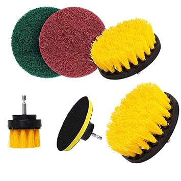 Outgeek 6PCS Power Brush Kit Professional Sticky Disc Scouring Pad Reusable Drill Brush Scouring Pad Kit